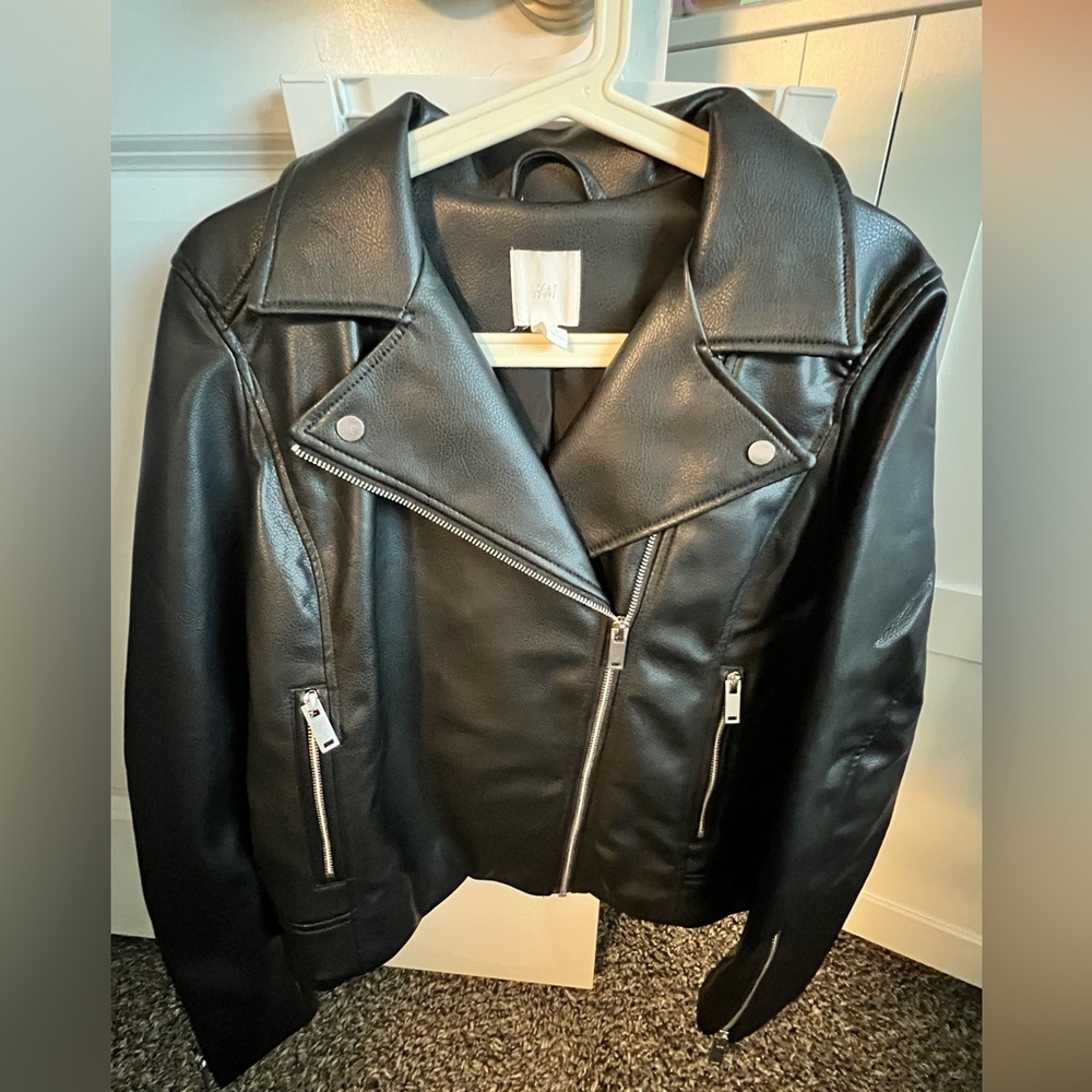 H&M Shiny Black Leather Jacket